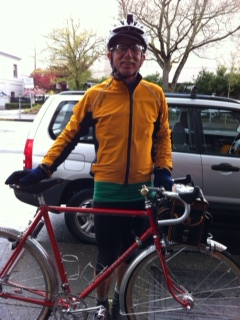 Crummy phone photo, so new we haven't even taped the bars yet and already out playing in the rain!!!